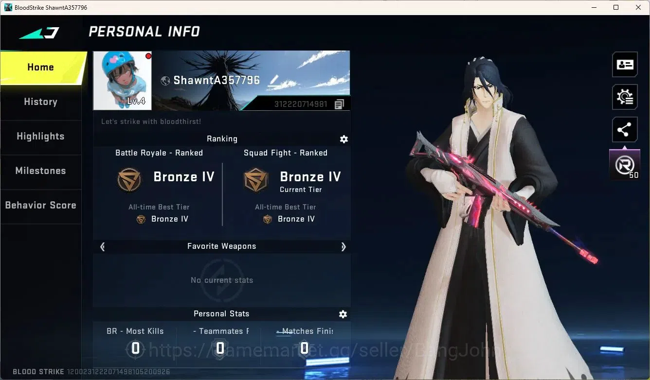 Blood Strike Accounts ASIA | BLEACH Byakuya Kuchiki Striker | Ultra FAL- image 2