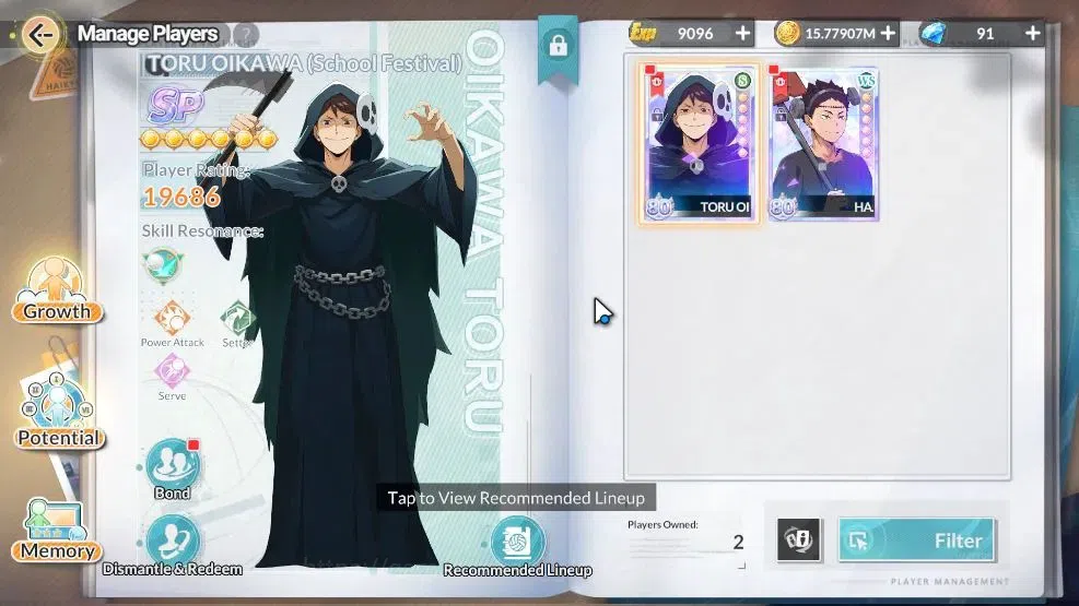 HAIKYU!! FLY HIGH Accounts SEA Lvl 53|2 SP [Toru Oikawa,Hajime Iwaizumi]+Memo image 3