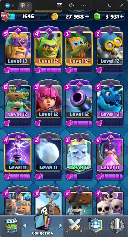Clash Royale Accounts Global |CL 1546|KTL 15|12256 Trophy|121 Cards|12 M image 10