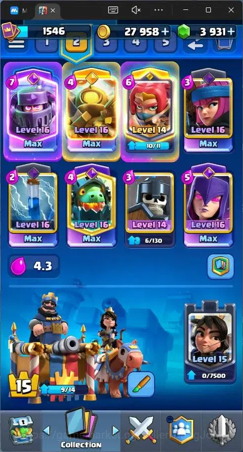 Clash Royale Accounts Global |CL 1546|KTL 15|12256 Trophy|121 Cards|12 M image 6