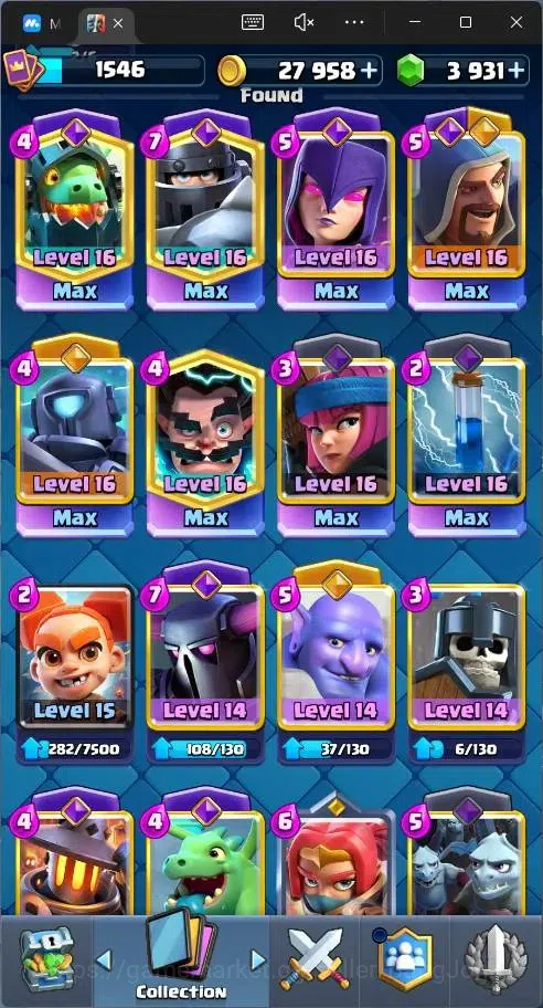 Clash Royale Accounts Global |CL 1546|KTL 15|12256 Trophy|121 Cards|12 M image 8