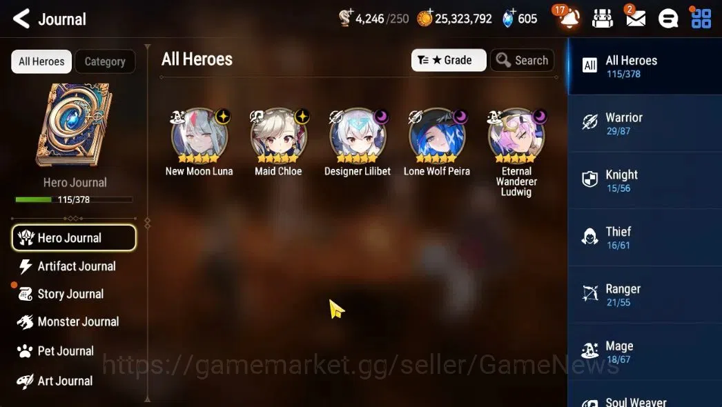 Epic Seven Accounts High-End GLOBAL Unverif|5 ML(NM Luna,M Chloe,LW Peira, EW Ludwig,Etc)+Hwayoung,TA Coly|Poh ON|4,2k 6