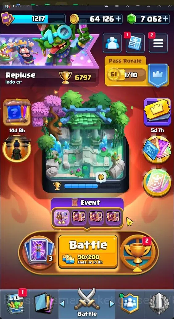 Clash Royale Accounts High-End Global | CL 1217 | KTL 13 |Trophy 6797|114 Cards|3 Champ|2 Hero|10 Evo|Arena 18|7062 Gems|64K 1