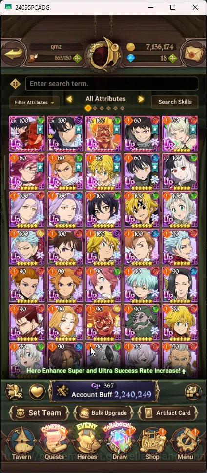The Seven Deadly Sins: Grand Cross Accounts ASIA | 2,2M CC | 6 UR Merlin&Esca , Escanor Indomi image 3