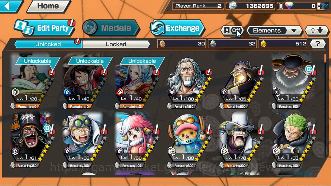 One Piece Bounty Rush Accounts Global|4 EX| T5E St.Jaygarcia Saturn,T4E Marshall image 4