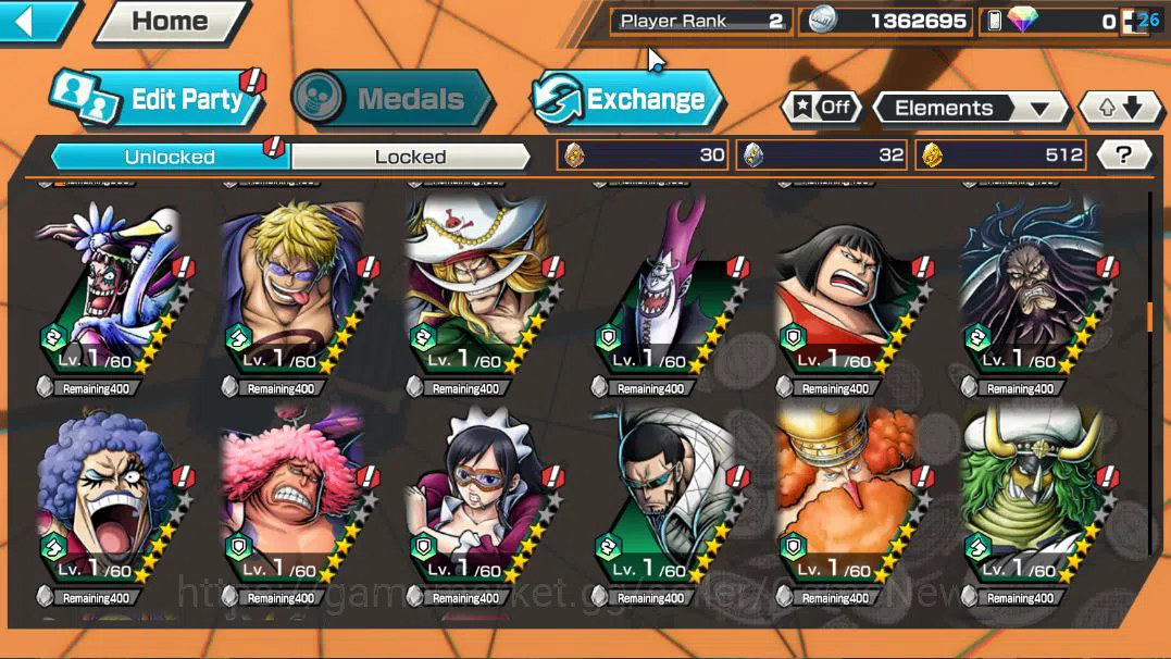 One Piece Bounty Rush Accounts Global|4 EX| T5E St.Jaygarcia Saturn,T4E Marshall image 8