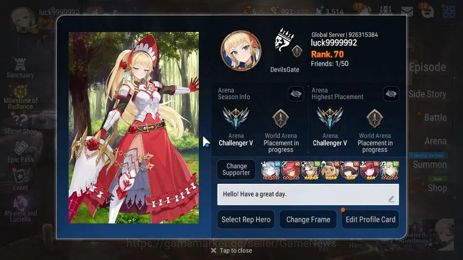 Epic Seven Accounts GLOBAL Unverif|New Era|14 ML(Rhianna&Luciella,A Vi image 2