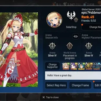 Epic Seven Accounts Mid-Tier Global Unverif | 7 ML (Belian,SOTD Diene,LOT Scales,MA Ken,TE Kayron,Etc.)|Bless ON|SS