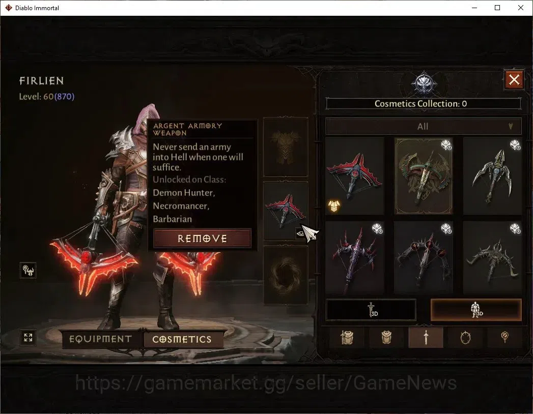 Diablo Immortal Accounts NA -High Heaven|CS ON|Lv60(844)|Demon Hunter|CR 41 image 8