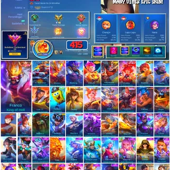 Mobile Legends: Bang Bang Accounts #4278 415 Skins | Franco King of Hell (LEGEND) | Yi Sun-shin Lone Destructor (COLLECTOR