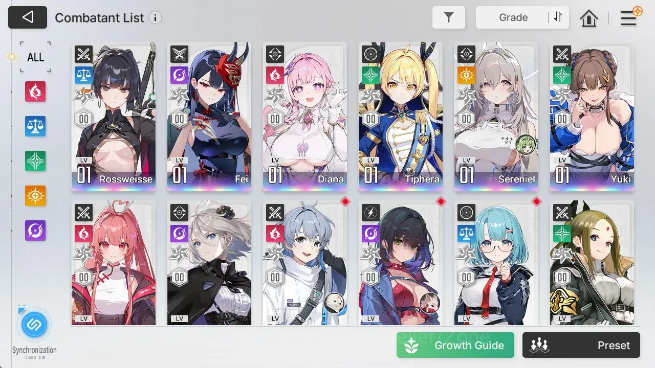 Chaos Zero Nightmare Accounts Global|Lv 54|8 SSR (Rossweisse EM2,Sereniel+Sign,Diana,Tiphera,Yuki,MeiLin,Roana|4 1