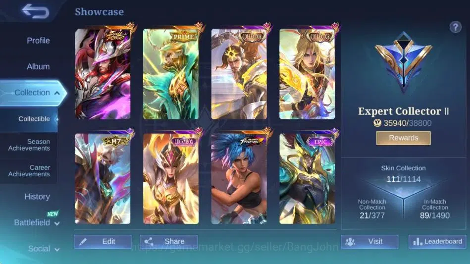 Mobile Legends: Bang Bang Accounts Global|Skin 111|Expert|SoulVessel Clint,KOF Karina image 2