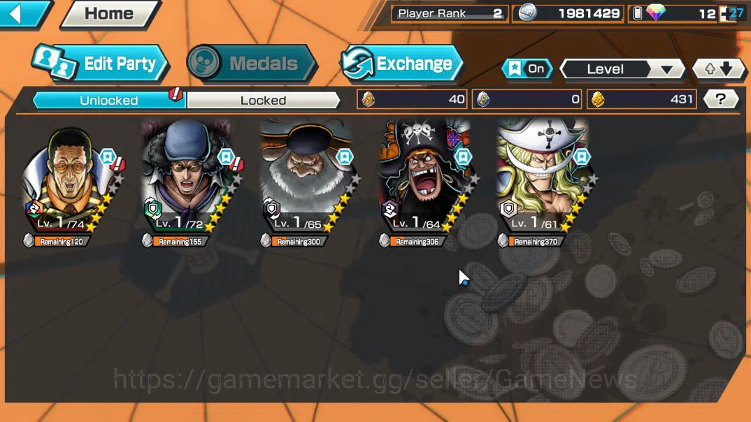 One Piece Bounty Rush Accounts Global|5 EX| AM Sword[Borsalino],T5E St.Jaygarcia, image 3