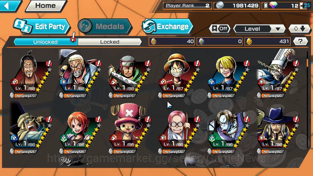 One Piece Bounty Rush Accounts Global|5 EX| AM Sword[Borsalino],T5E St.Jaygarcia, image 5