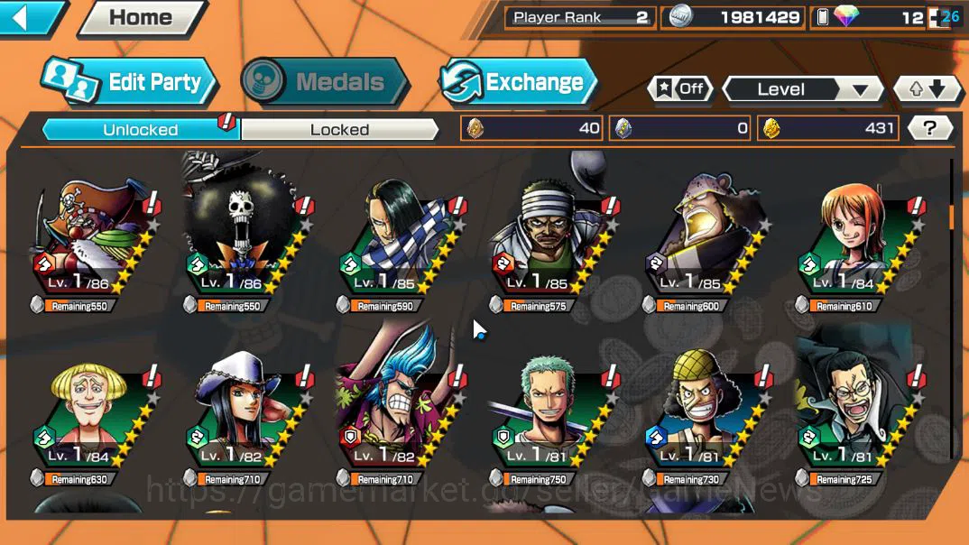 One Piece Bounty Rush Accounts Global|5 EX| AM Sword[Borsalino],T5E St.Jaygarcia, image 6