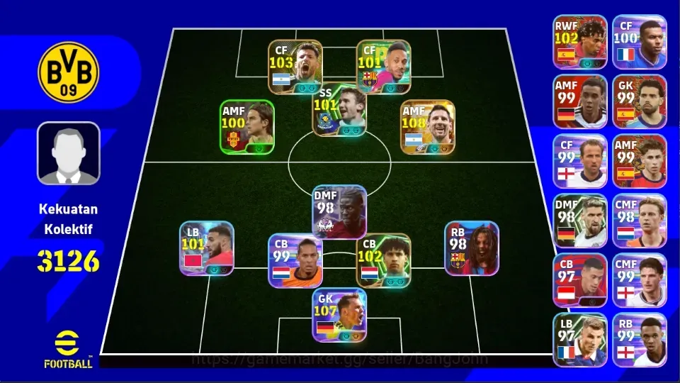 eFootball Accounts High-End Android|PW 3126|BigT LionelMessi,Epic Aguero Rijkaard Shevchenko,Showt Neuer LamineYamal 1