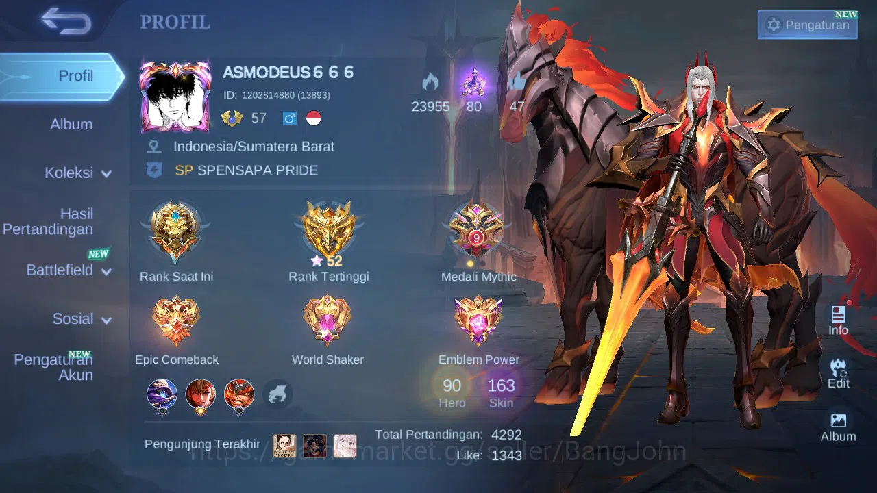 Mobile Legends: Bang Bang Accounts GLOBAL Hero 90 Skin 163 | Luckybox Leomord | Coven image 16