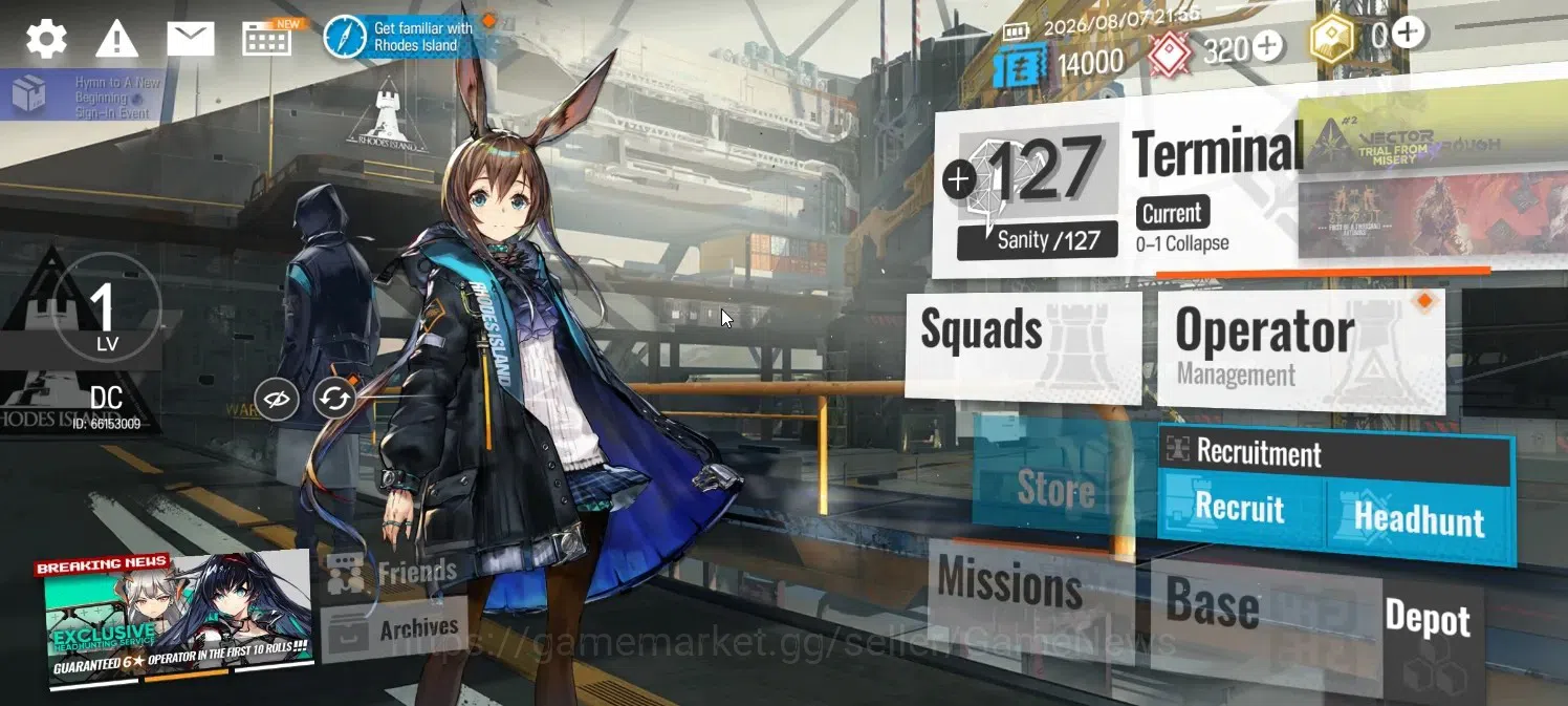 Arknights Accounts Starter Lvl 1|Fresh Starter|21 Operators|1 Limited + 1 (*6) Char|Wang & Ch'en ALter|Terminal 0-1 1