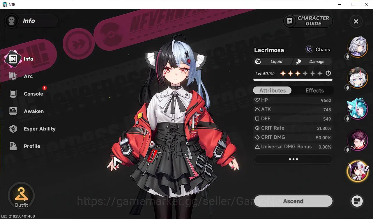 Neverness to Everness Accounts GLOBAL SEA|HL 33|TL21|5 S-Class Lacrimosa,Sakiri A image 3