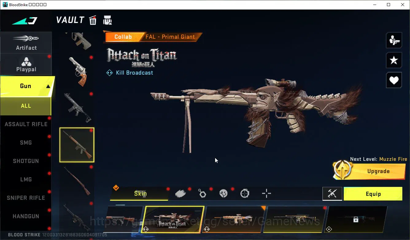 Blood Strike Accounts Mid-Tier ASIA|Collab AOT Ethan-AtackOnTitan,FAL-Primal|10 13
