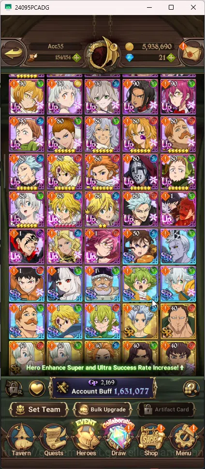 The Seven Deadly Sins: Grand Cross Accounts Global | 1,531M CC | 1 Lr Elizabeth | 5 UR Merlin image 1