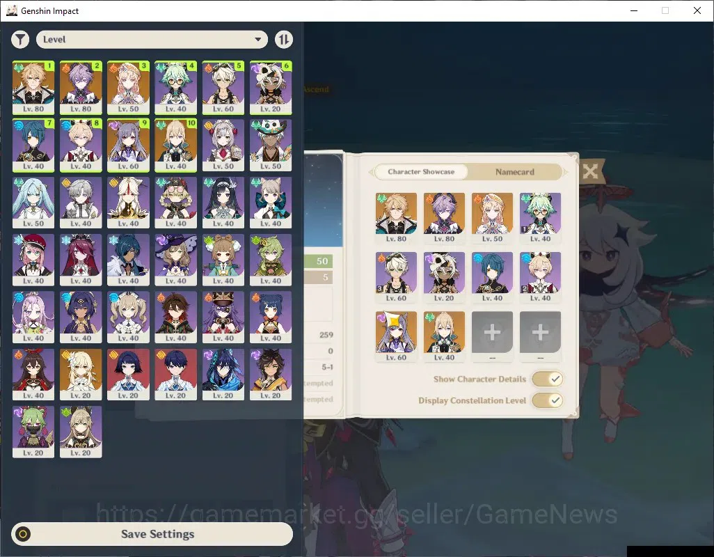Genshin Impact Accounts Others Asia|AR 50|Premium Team Varka|3 Limited + 1(*5 Weapon)|Varka,Nicole,Durin|Female MC|Take 1