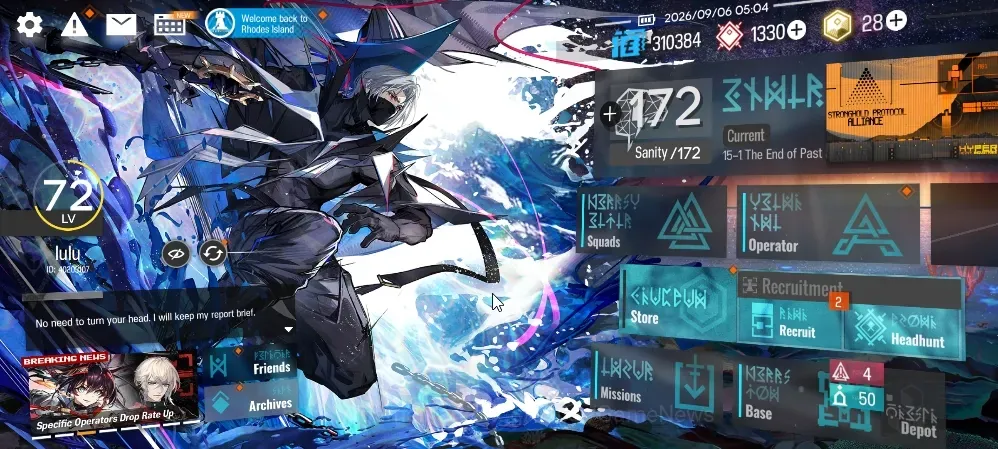 Arknights Accounts High-End Lvl 72|225 Op 16 Outfit|10 Limited|TTO P4,Wis'Adel P2,SATR,HTB,ETNC,STU,Muelsyse,NTRK Etc|1,3k 1