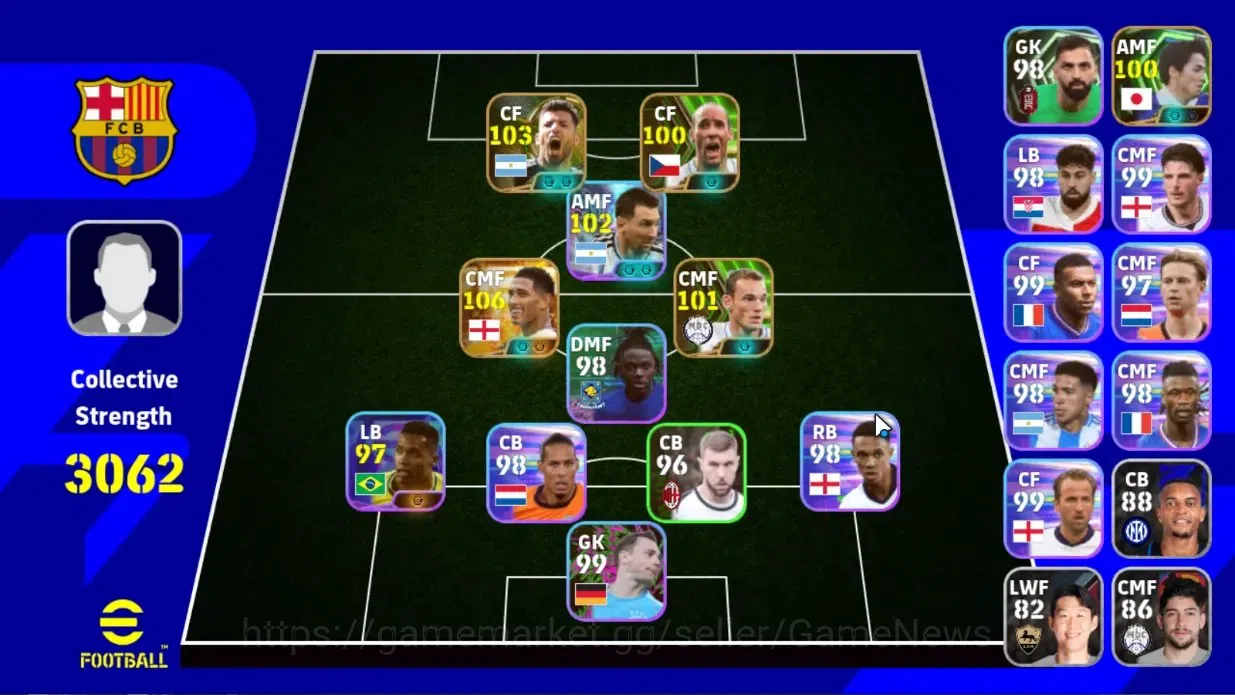 eFootball Accounts High-End Android|CS 3062|Big Time Jude Bellingham 11 Jul'26 |4 Epic Sergio A,Wesley S,Ono S,Jan K 1