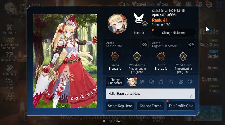 Epic Seven Accounts GLOBAL Unverif|NewEra|3 ML(Straze,Successor Taeyou image 2