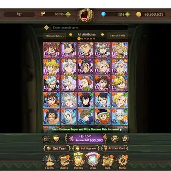 The Seven Deadly Sins: Grand Cross Accounts Others Global|653.952 Power |104 Diamonds|UR: Mael, Elizabeth, Escanor|Collab
