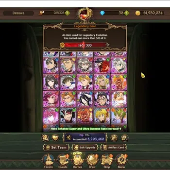 The Seven Deadly Sins: Grand Cross Accounts Endgame Asia|6,2M CC|140 LS|8 LR+10 UR +Collab Gachia|NMeli2/6,Zeldris2/6,P