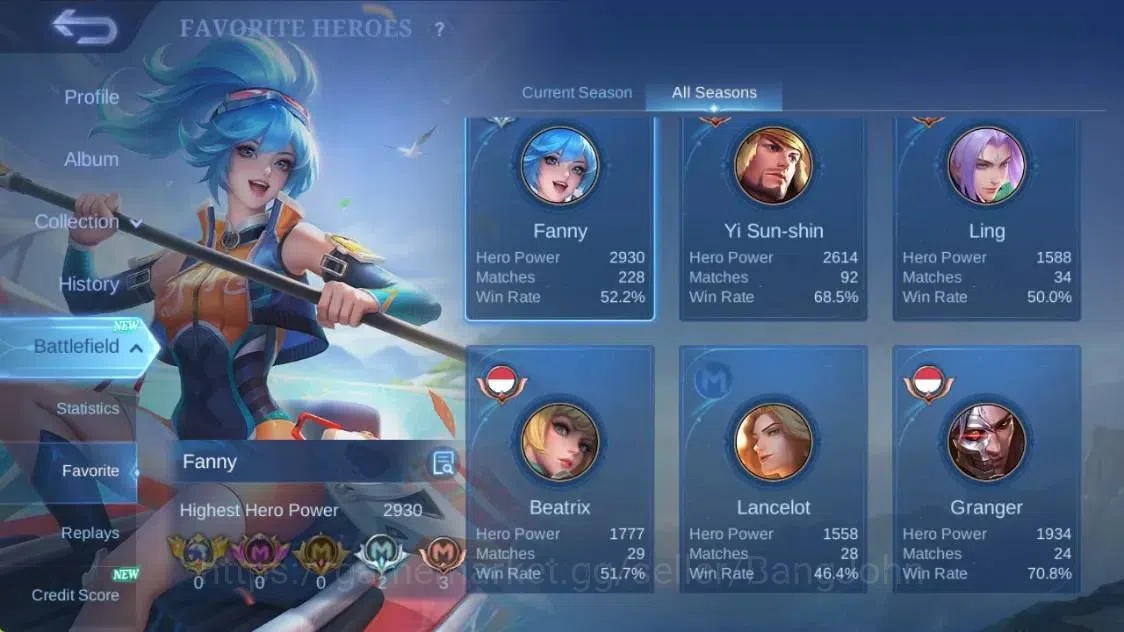 Mobile Legends: Bang Bang Accounts Global|Hero 55|Skin 80|Expert|Collab Fanny Mikasa| image 4