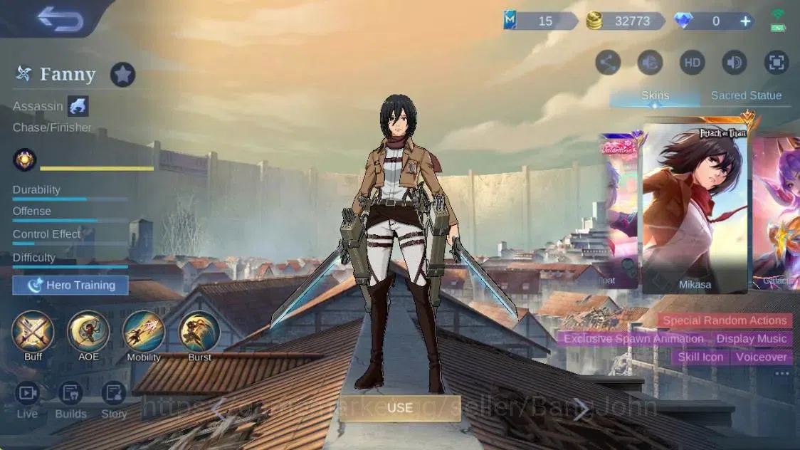 Mobile Legends: Bang Bang Accounts Global|Hero 55|Skin 80|Expert|Collab Fanny Mikasa| image 8