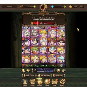 The Seven Deadly Sins: Grand Cross Accounts Endgame Global|1,4M CC|67 LS|3 LR+4UR +FullCollab Gachiakuta|NMeli,LMeli2/6,P