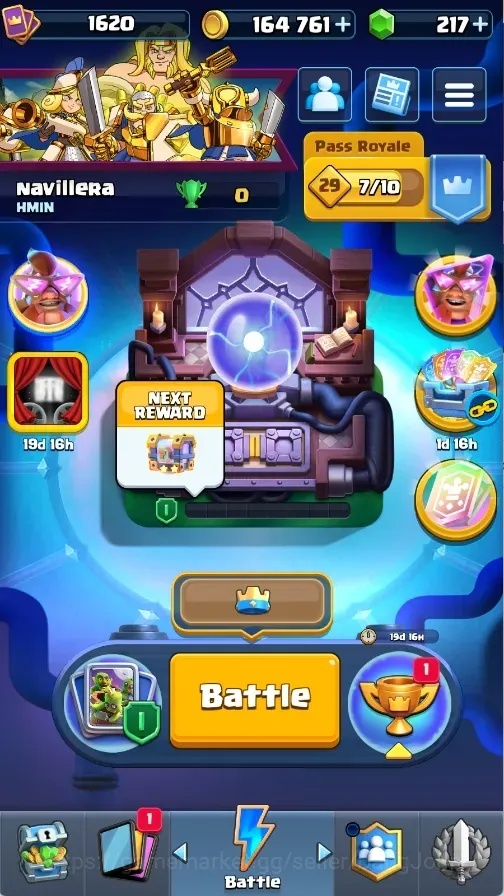 Clash Royale Accounts High-End Trophy 14000|CL 1620|KTL 16 Max|123 Cards|13 Max|8 Champ|7 Hero|13 Evo|Arena 30|164K 1