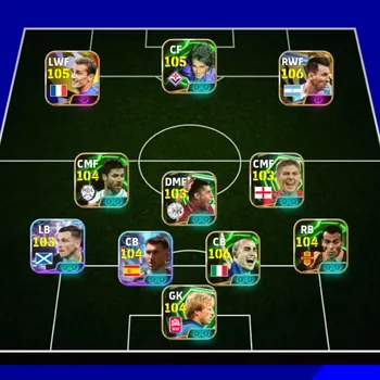 eFootball Accounts High-End 11 manager booster x Messi old x Griezman x Batistuta x David villa x 722 pemain