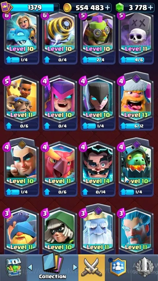 Clash Royale Accounts High-End Lvl 1379|Trophy 7839|Limited Skin|KTL 14|Card 120|8 EVO 7 Champ 20 Legend ,33 Epic,30 Rare,29 14