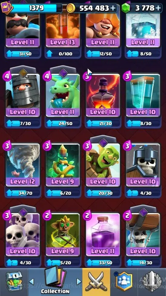 Clash Royale Accounts High-End Lvl 1379|Trophy 7839|Limited Skin|KTL 14|Card 120|8 EVO 7 Champ 20 Legend ,33 Epic,30 Rare,29 16