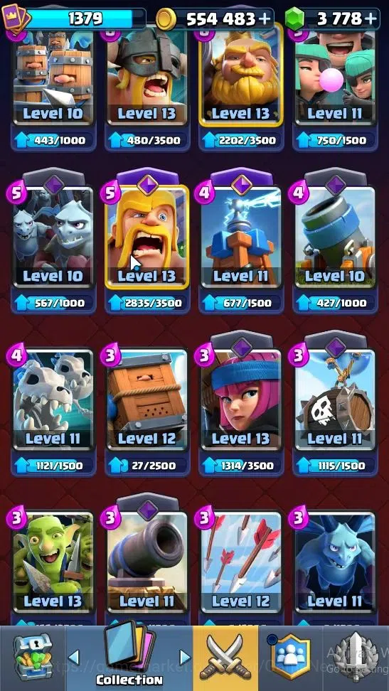 Clash Royale Accounts High-End Lvl 1379|Trophy 7839|Limited Skin|KTL 14|Card 120|8 EVO 7 Champ 20 Legend ,33 Epic,30 Rare,29 19