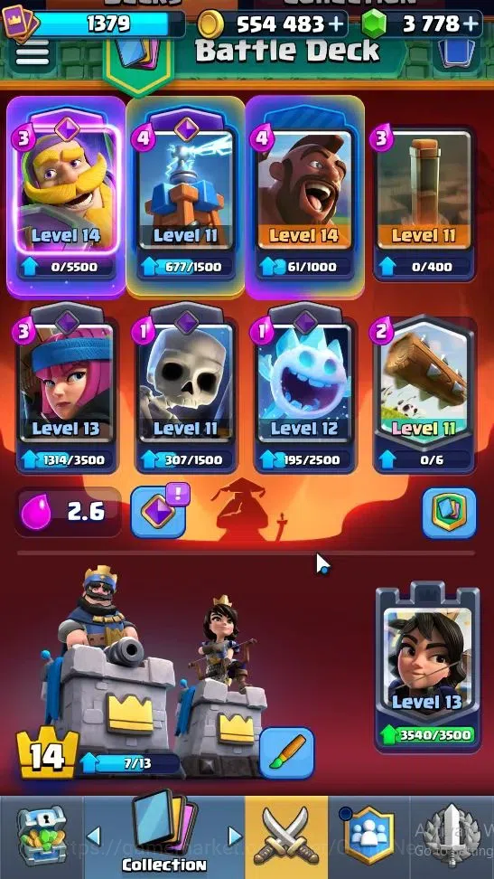 Clash Royale Accounts High-End Lvl 1379|Trophy 7839|Limited Skin|KTL 14|Card 120|8 EVO 7 Champ 20 Legend ,33 Epic,30 Rare,29 4