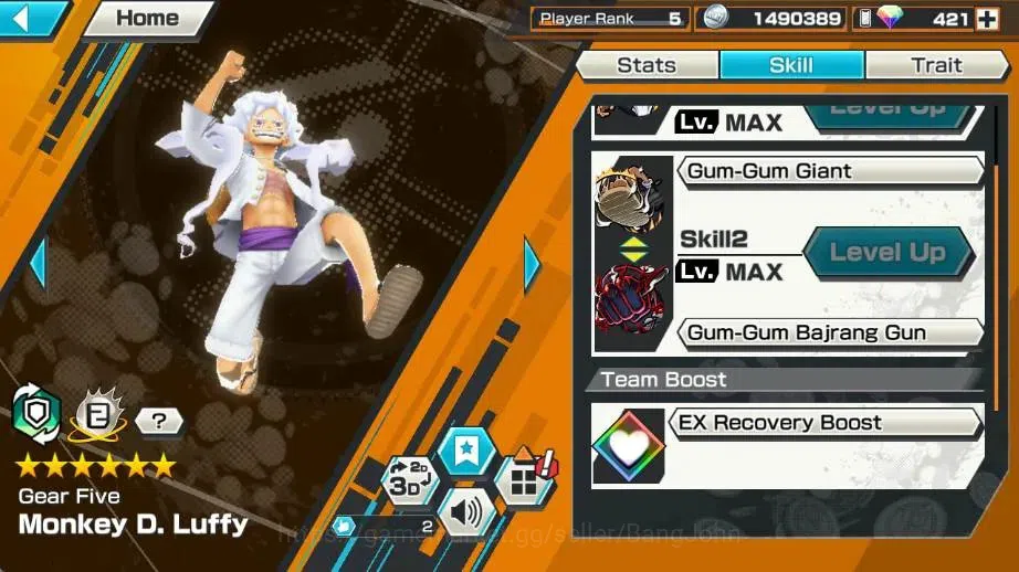 One Piece Bounty Rush Accounts High-End Global | EX 2 |2 Max | PR 5 | Monkey D. Luffy Max, Gol D. Roger Max | RD 421 6
