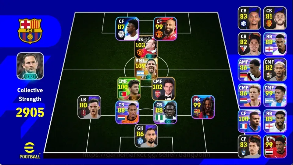 eFootball Accounts Legends & Iconic Players Mobile |PW 2905|BigT Lionel Messi | Epic Rooney |SHWT Lionel Messi,Calvin Bassey 1