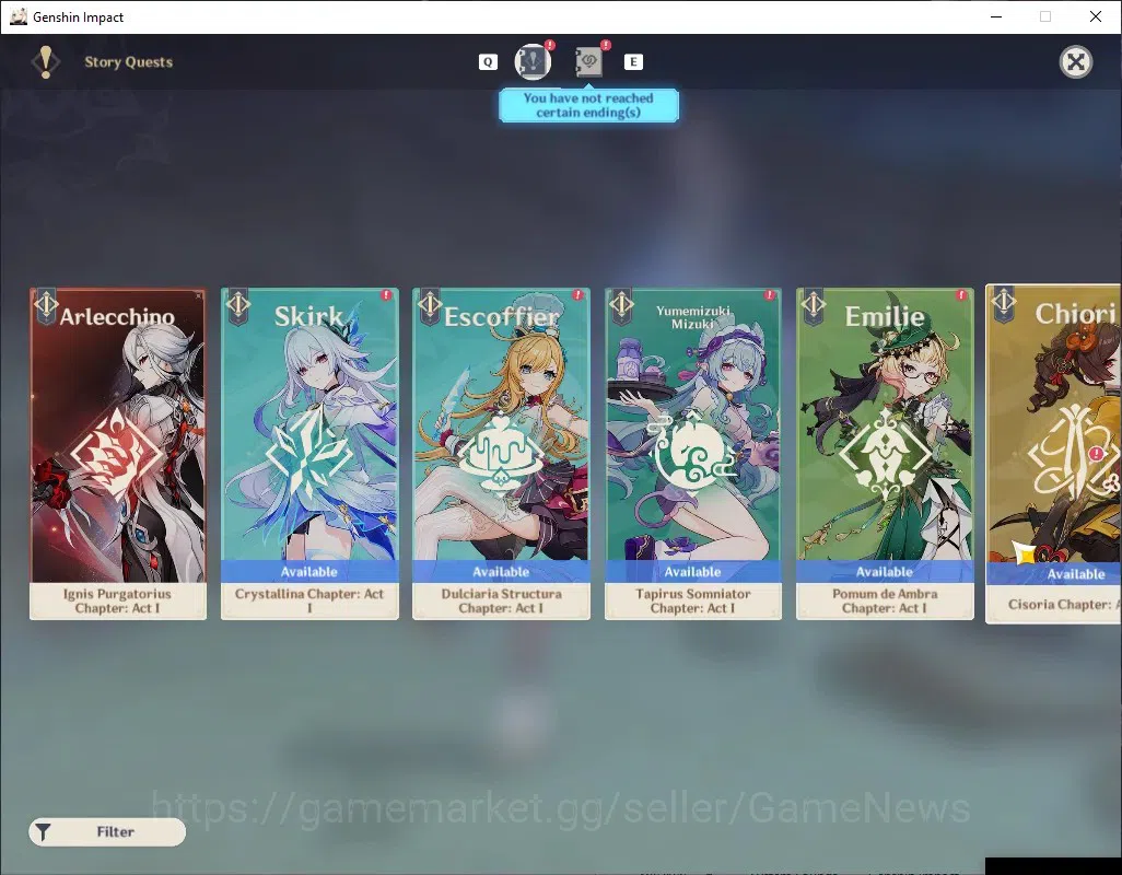 Genshin Impact Accounts Others ASIA|AR 56|7 Limited + 2 (*5 Weap)|Arlec,Xilonen,Kazuha,Childe,Klee,Clorinde,Chiori|Reunion 16