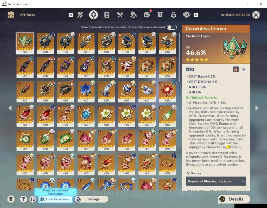 Genshin Impact Accounts Others ASIA|AR 56|7 Limited + 2 (*5 Weap)|Arlec,Xilonen,Kazuha,Childe,Klee,Clorinde,Chiori|Reunion 4