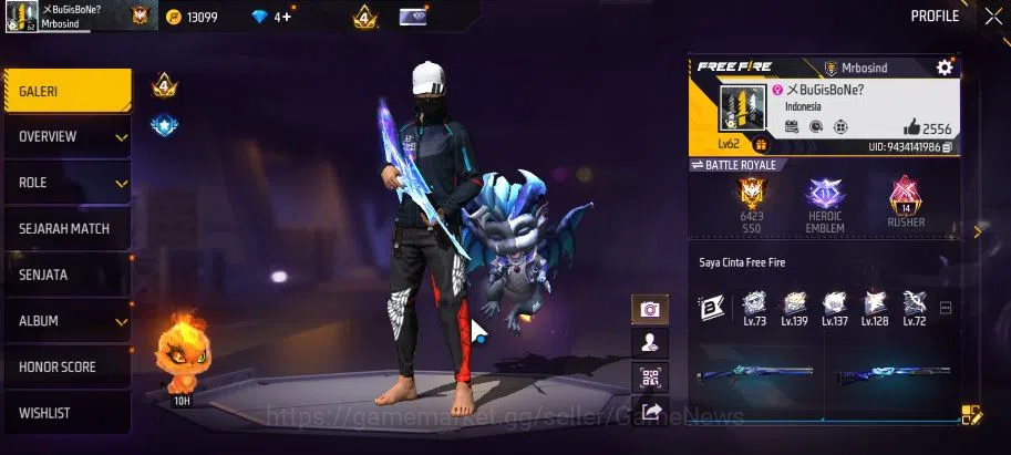 Free Fire Accounts Indonesia|M1887 Sterling Conqueror Lv7|AK47 Blue F image 2