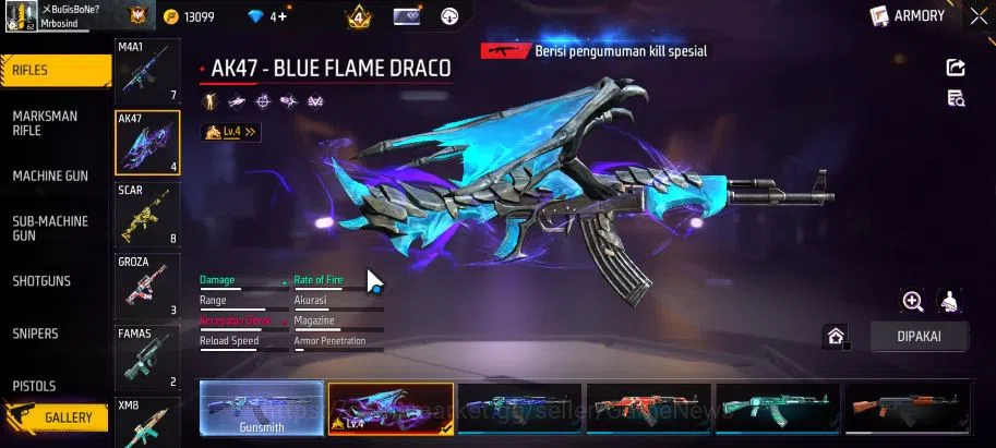 Free Fire Accounts Indonesia|M1887 Sterling Conqueror Lv7|AK47 Blue F image 5