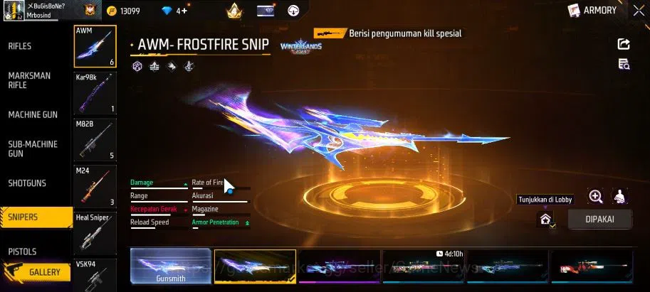 Free Fire Accounts Indonesia|M1887 Sterling Conqueror Lv7|AK47 Blue F image 6