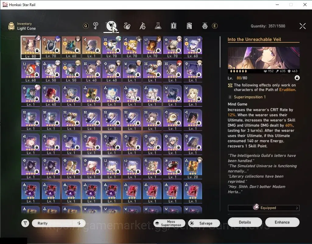 Honkai Star Rail Accounts Asia|TL65|1,7K SJ|12 Limited|[The Herta,Acheron]+S image 5