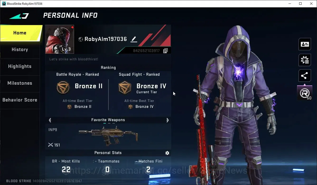Blood Strike Accounts ASIA|1 ULTRA Striker[KRAKEN-Purple Lightning]|Lege image 2