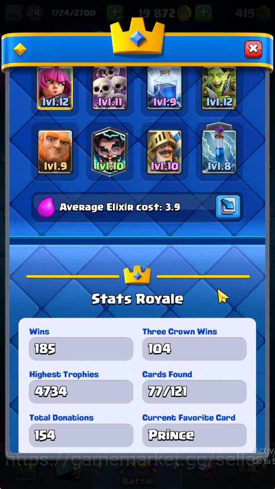 Clash Royale Accounts Lv 24|Trophy 4705|KTL 9|Limited Skin|Card 77| 2 EV image 3
